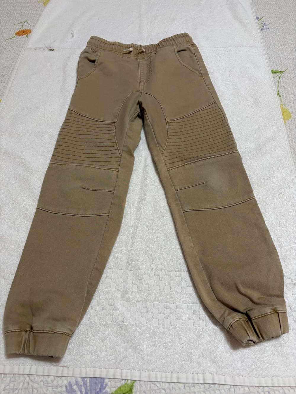 Kids' Ribbed Knee Jogger Pants in Olive Tan(M)